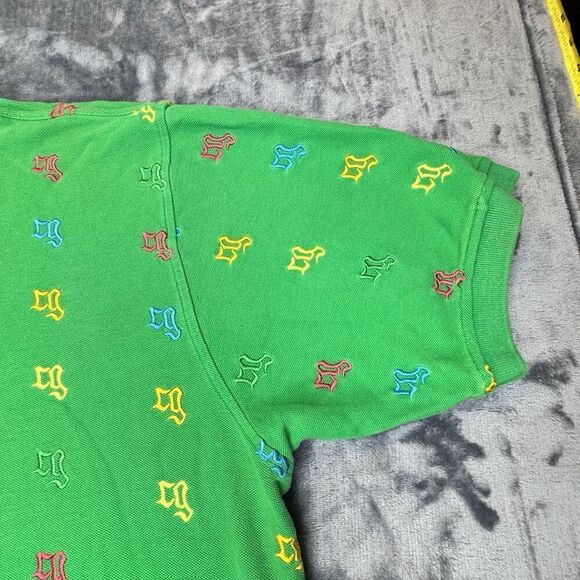 Vintage COOGI Sz XL Polo Shirt Y2K 90s Retro Embroidered Logo All Over Green - Picture 6 of 15